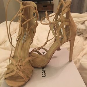 Nude wrap around heels